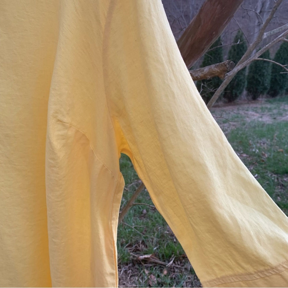 Flax Linen Long Sleeve Dess in a Sunny Yellow - Picture 4 of 14